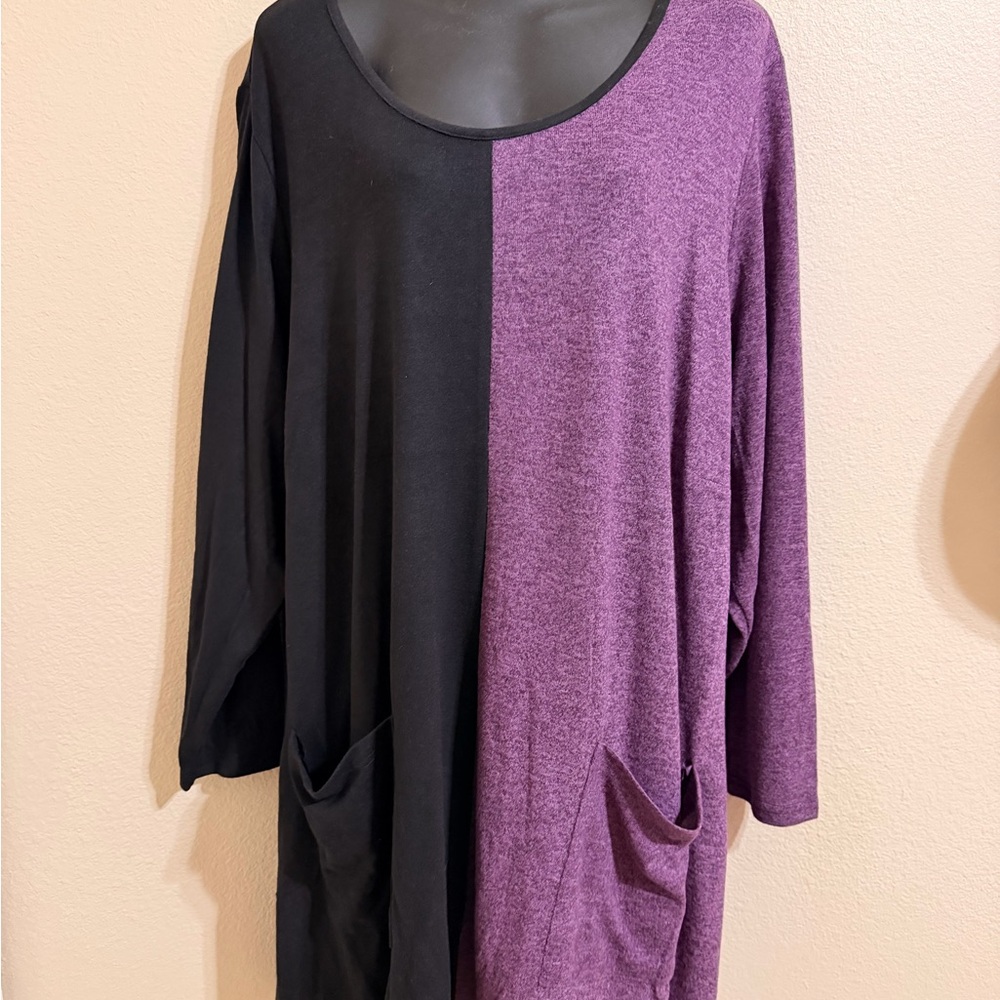 Avenue Black and Purple Colorblock Tunic